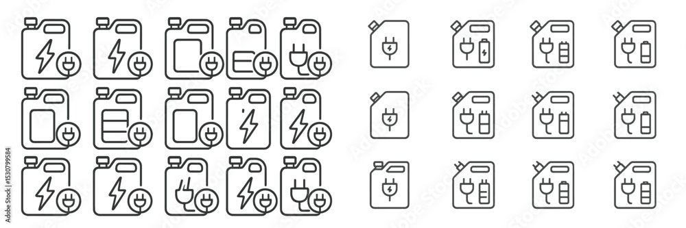 Poster Fuel can icons representing various energy sources and usage in different contexts for educational or informational purposes