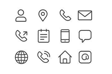 Plakat Icons representing communication methods and digital interaction designed for user interface applications and modern technology landscapes