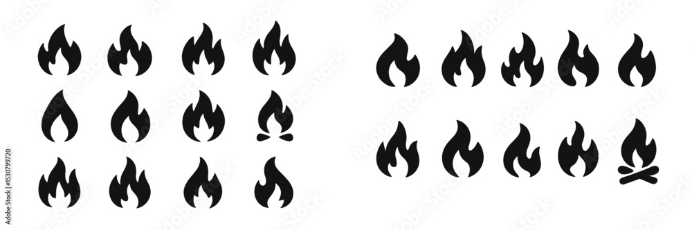 Poster collection of black flame vector graphics suitable for various design projects and illustrations