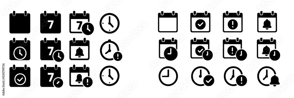 Poster Calendar icons depicting reminders, alerts, and scheduling tools for efficient time management and planning
