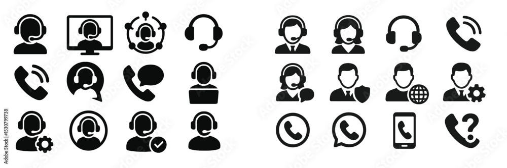 Poster Various icons representing customer service and communication methods in a modern digital environment