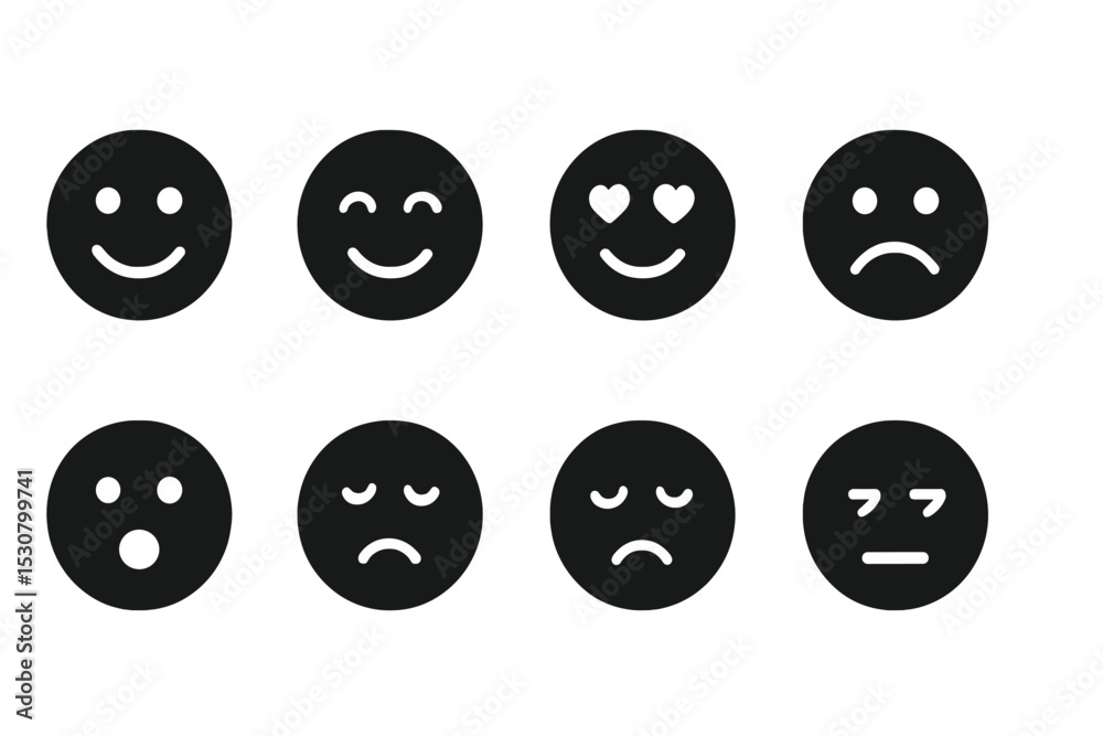 Aufkleber Various smiley faces depicting different emotions arranged in a grid pattern on a simple background