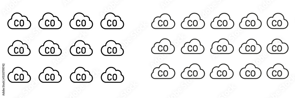 Leinwandbilder Cloud icons displaying the letters CO arranged in a grid pattern on a white background during daytime