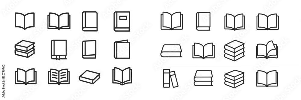 Aufkleber Collection of various book icons arranged in neat grid patterns showcasing different styles and formats
