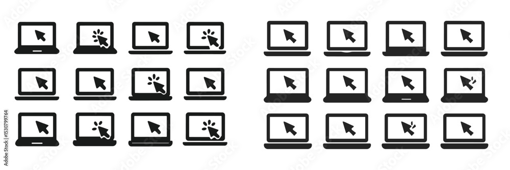 Leinwandbilder Different types of laptop icons with cursor visuals suitable for digital applications or design elements