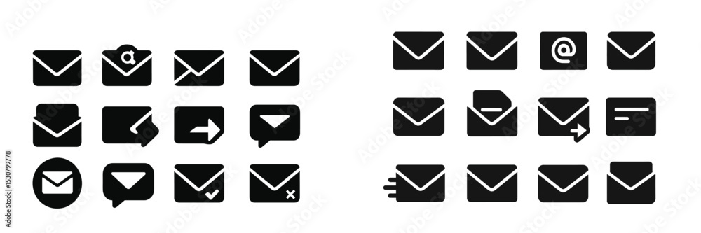 Fototapete Various email icons displayed in a grid format showcasing different styles and functions for digital communication