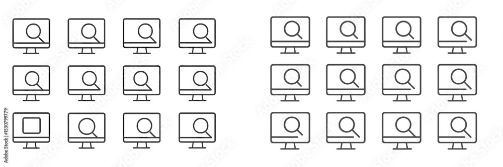 Aufkleber Numerous computer screens displaying varied icons and symbols in a modern office environment