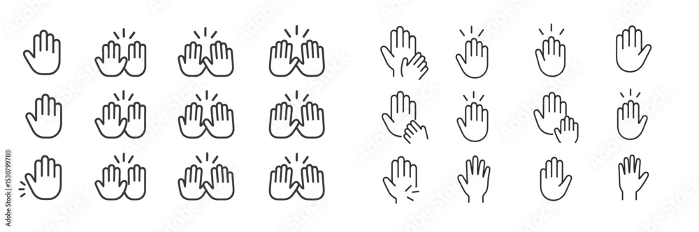 Leinwandbilder Hand gestures and symbols displayed in various styles for communication and expression in a minimalist design