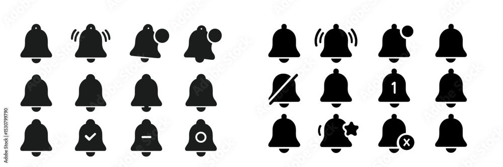 Poster Various bell icons displayed on a neutral background for user interface design purposes