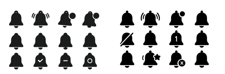 Various bell icons displayed on a neutral background for user interface design purposes