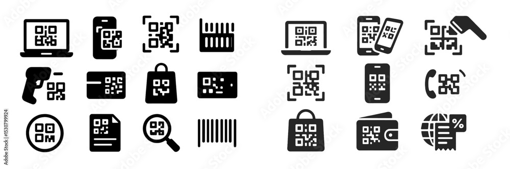 Leinwandbilder various qr code icons representing different uses on devices and surfaces in a modern digital contex