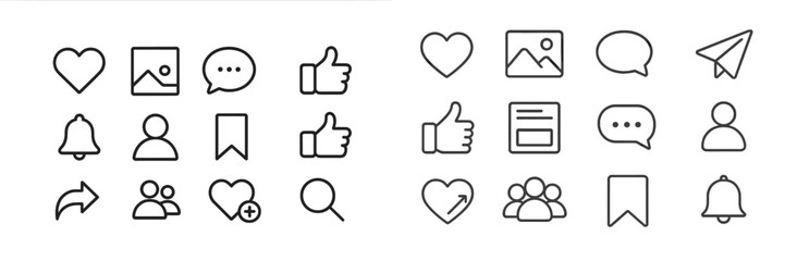 Various social media icons representing user engagement and interaction