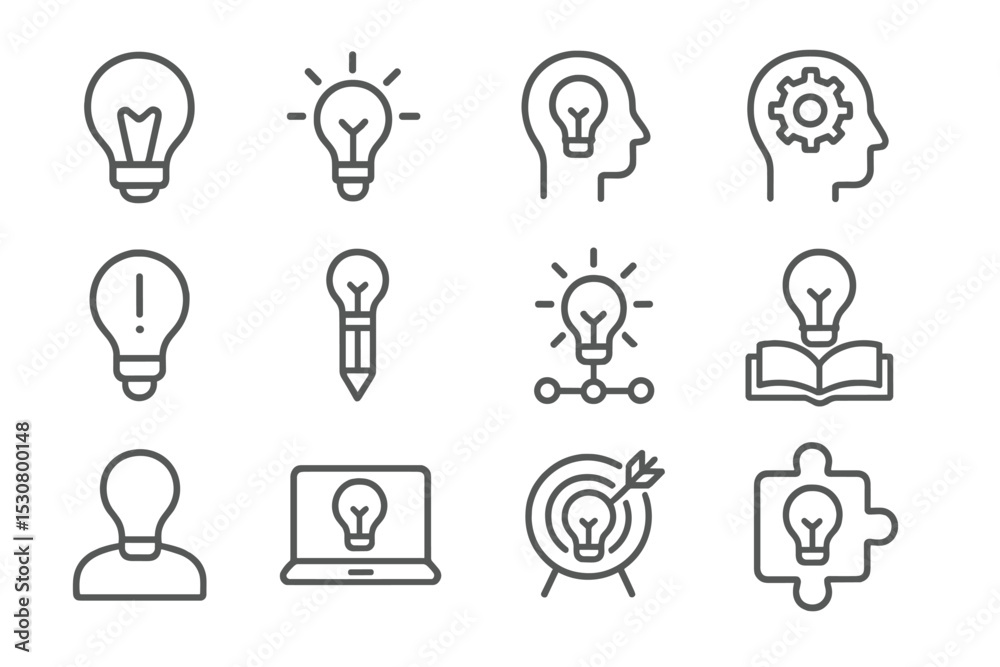Aufkleber creative light bulb icons represent ideas and innovation in a minimalist design for digital or print