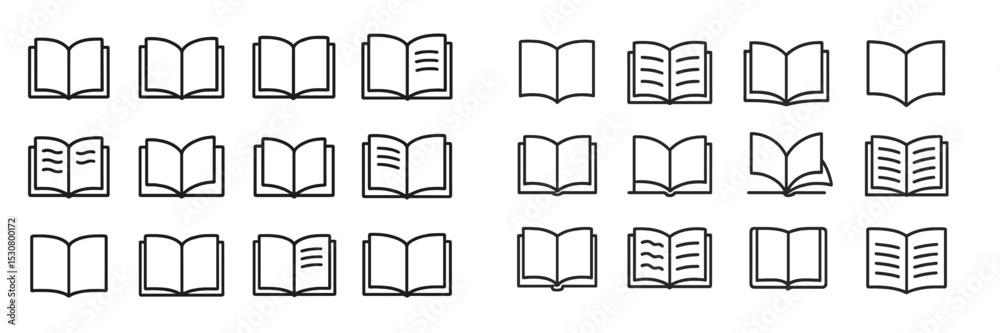 Aufkleber Collection of open and closed book illustrations in a minimalist style, suitable for various design projects
