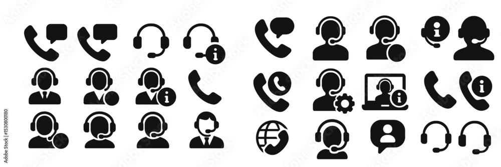 Aufkleber Diverse set of customer service icons representing various communication methods and support roles