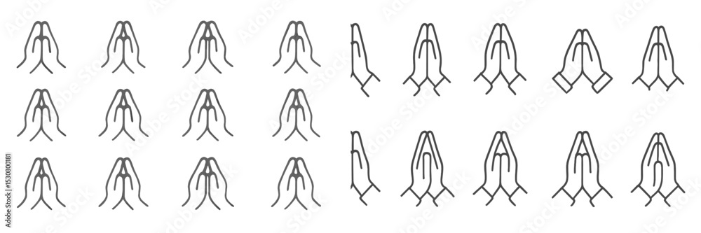 Poster Multiple hand symbols represented in minimalist style conveying a sense of unity and harmony across various designs and postures