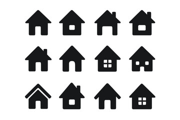 Fototapeta premium Various simple house icons arranged in a grid design suitable for graphic projects and illustrations