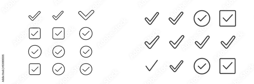 Aufkleber Visual representation of check marks and squares representing tasks completed in a structured grid layout