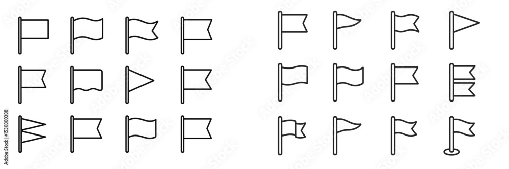 Aufkleber Collection of outline flags in various shapes, sizes, and orientations against a simple background