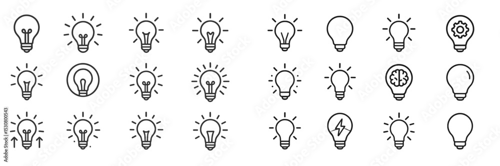 Aufkleber Lightbulb icons representing different ideas and concepts in a flat design on a white background