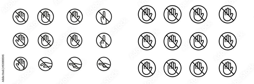 Aufkleber Hand symbol variations displayed in a grid format, showcasing different gestures and meanings in simple outline style