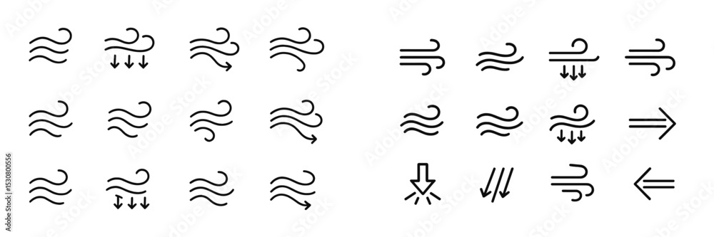 Aufkleber different wind icons representing various wind directions and speeds designed for use in weather app