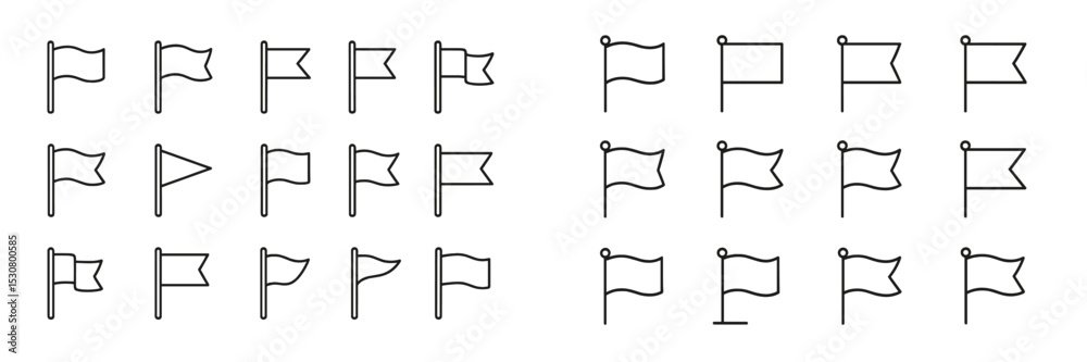 Poster Various designs of minimalist flags arranged in a grid showcasing different shapes and sizes on a simple background