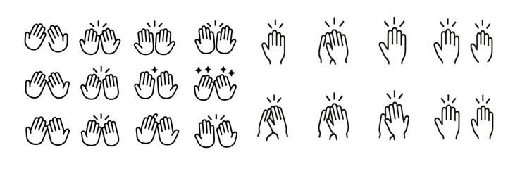 Obraz premium Hand gestures representing applause, celebration, and communication in a simple graphic format