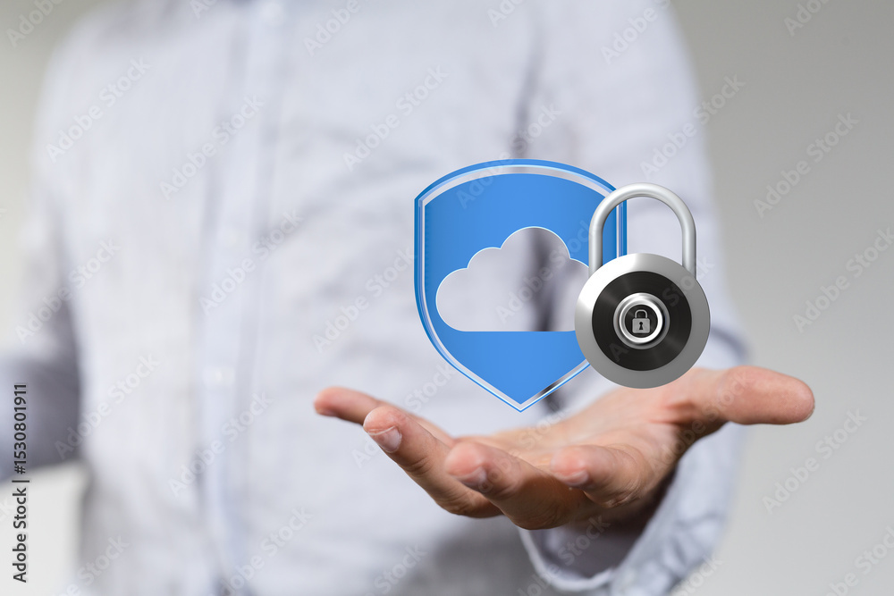 Aufkleber Protecting your data with secure cloud technology and encryption.  Ensuring safety and privacy.