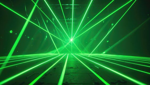 Abstract green background featuring laser-powered futuristic innovation technology.