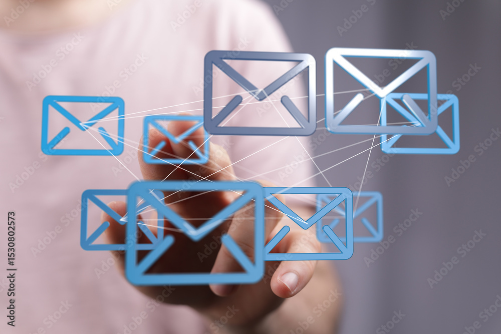 Aufkleber Efficient email management.  Visual representation of connected inbox.