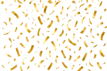 golden confetti splash isolated on transparent background