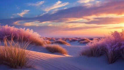 Beautiful dessert landscape at sunset showcasing stunning natural scenery.