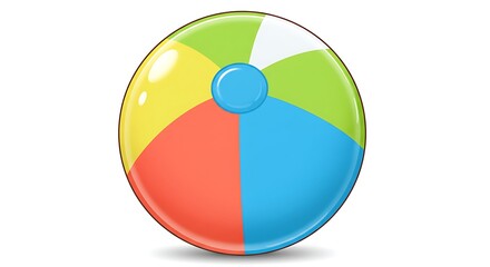 Obraz premium Colorful Beach Ball Isolated on White, Summer Fun Concept