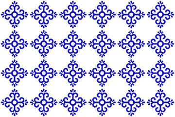 Mexican talavera ceramic tile with blue cross. Mexico seamless pattern.