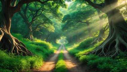 Lush Asian jungle full of dense foliage and diverse wildlife.