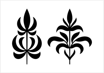 Stencil abstract flower with leaves icon isolated Cartoon clipart Vector stock illustration