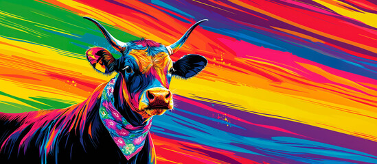 toro colorido con pañuelo lgbt