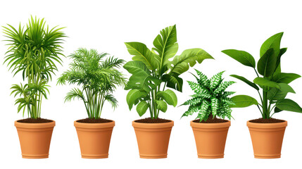 Obraz premium Diverse Potted Plants: A variety of lush potted plants showcases the beauty of nature, offering a touch of life and freshness to any space.