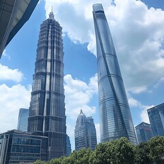 Obraz premium Business district with modern skyscrapers in shanghai