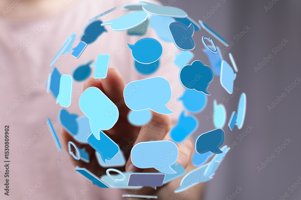 Poster seamless communication. a network of ideas. explore global connections and digital dialogue.