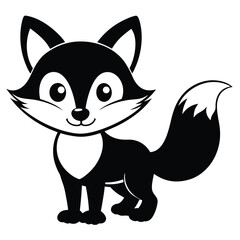 Obraz premium Cute black and white fox standing with a cheerful expression looks adorable