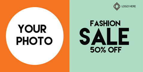 Fashion Sale Banner Template – Editable 50% Off Promo Ad Design for Online Stores