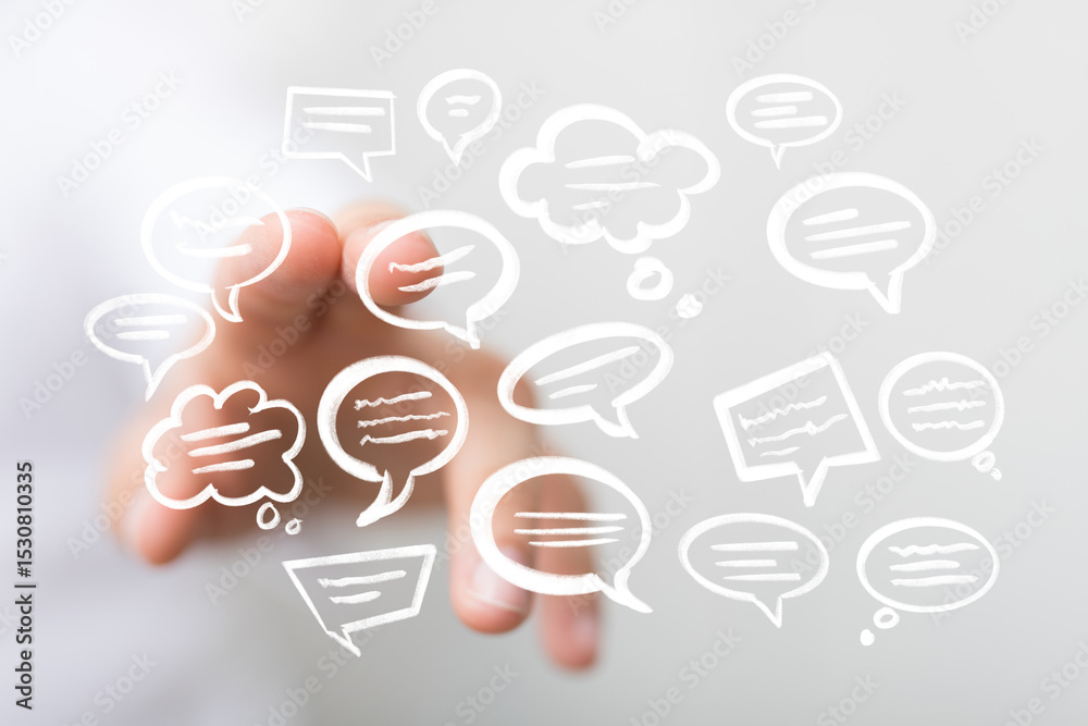 Poster abstract image depicting communication, networking, and digital interaction.