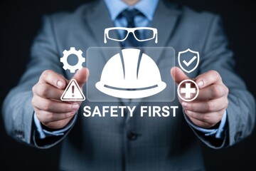 Businessperson highlighting safety first principles.