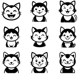 Fototapeta premium Cute Cartoon Husky & Cat Character Set