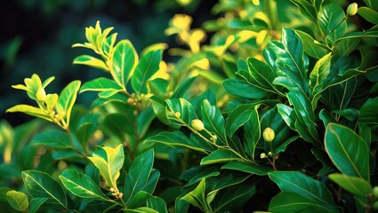 Bay tree, laurel plant with leaves and seeds