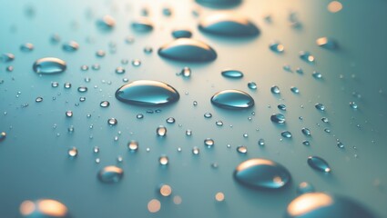 Background of water drops on the glass surface illuminated subtly.