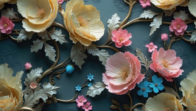 Antique Old Fashioned Paper with Vintage Texture. Interior Design in Neo-gothic Style