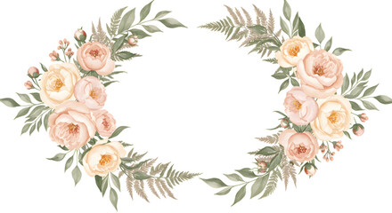 Elegant Watercolor Floral Wreath Dahlias and Eucalyptus Illustration
